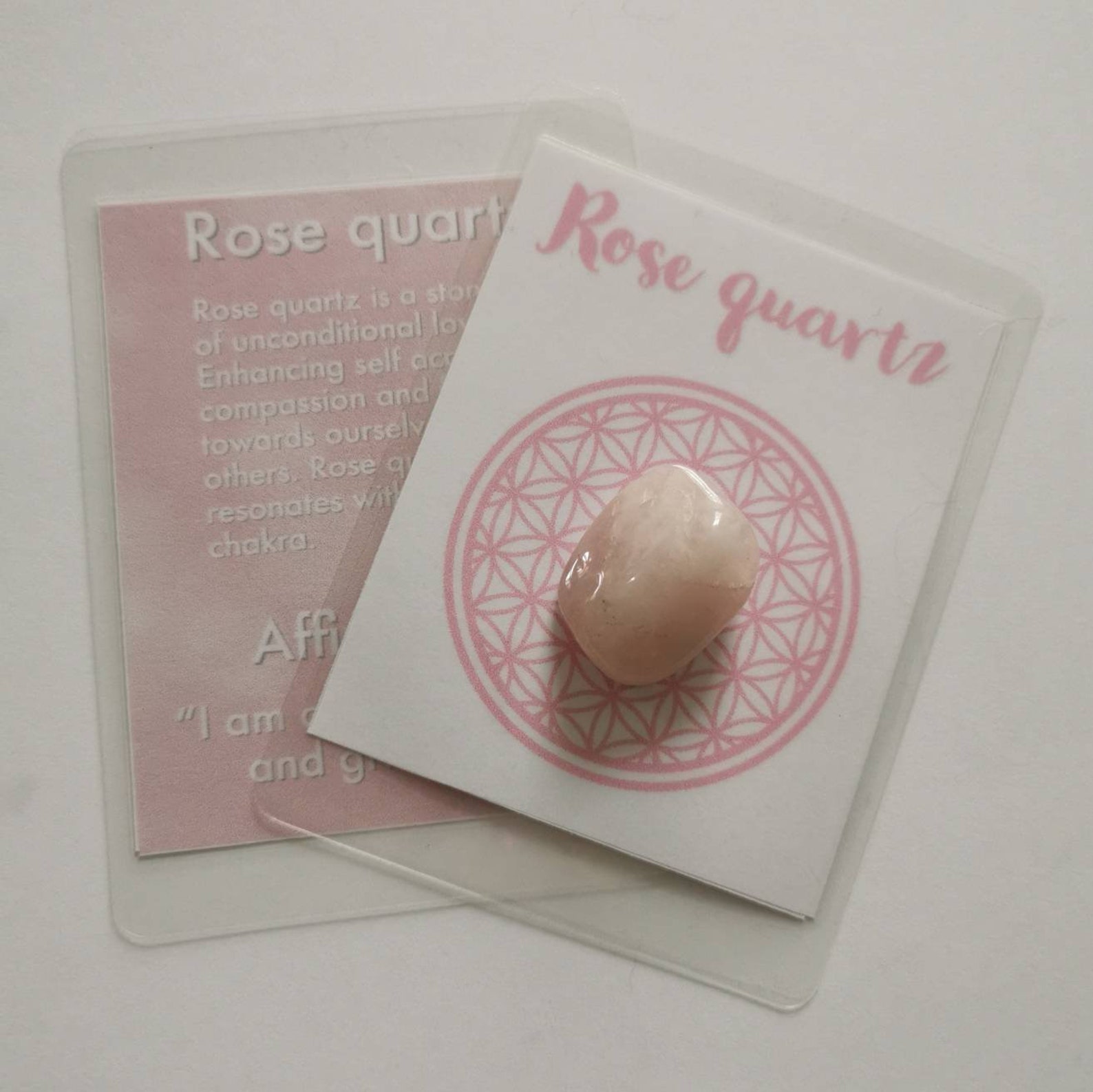 Rose Quartz Crystal & Affirmation card | Etsy