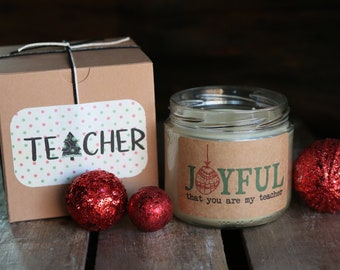 Christmas Teacher - Teacher Holiday Gift - Teacher Thank You - Teacher Candle - Teacher Appreciation Gift - Joyful - Click to Explore!