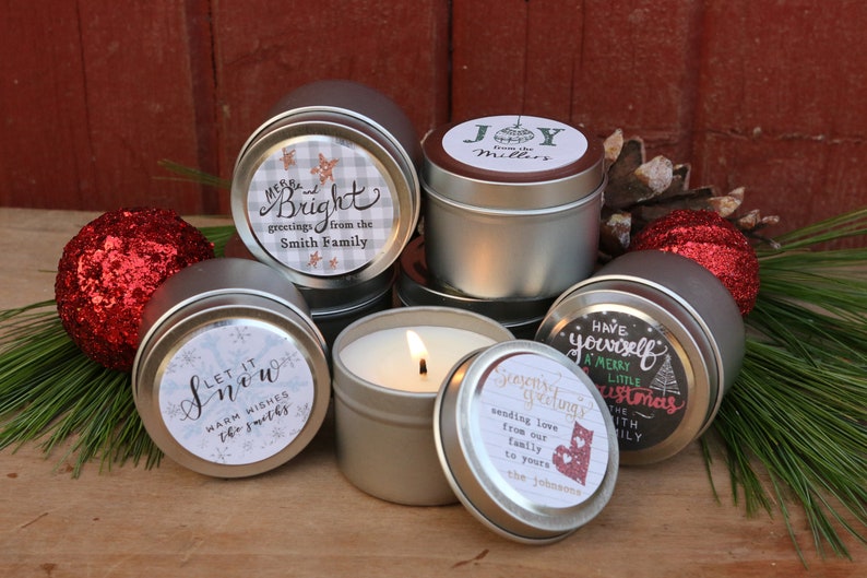 Set of 10 Holiday Candle Tins Bulk Christmas Gifts Staff Etsy UK