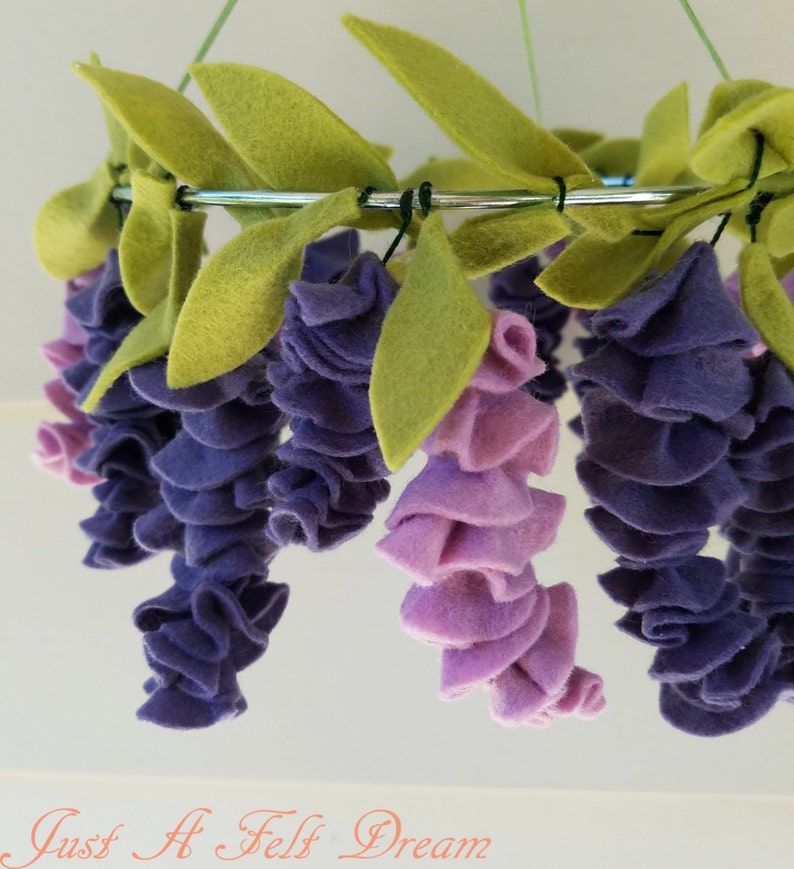 Purple Wisteria Baby Mobile Felt Flower Baby Mobile Flower Etsy