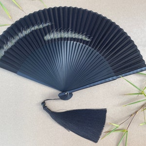 Black and Gold Handheld Folding Hand Fan with a Pouch and a Box Women Girls Durable Quality Folding Fabric Hand Fan HQ Range