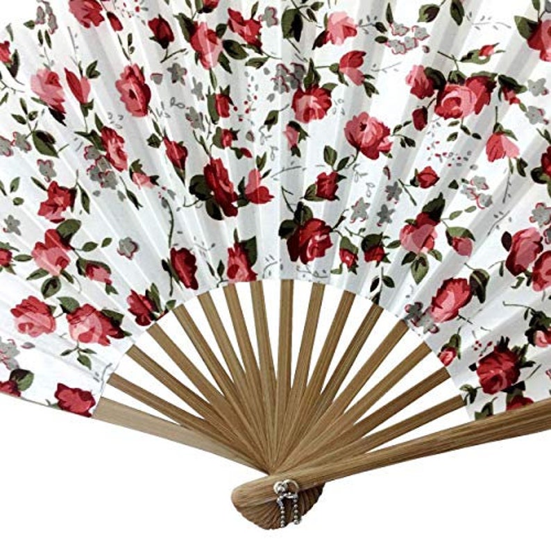 Hand Held Fan Ascot Style Hand Held White Floral Design Etsy UK
