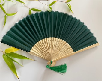 Beautiful Green Leaf Pattern Folding fan, Tree of life hand fan