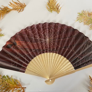 Halloween Paper Hand Fan: Spider Web Bamboo Fan