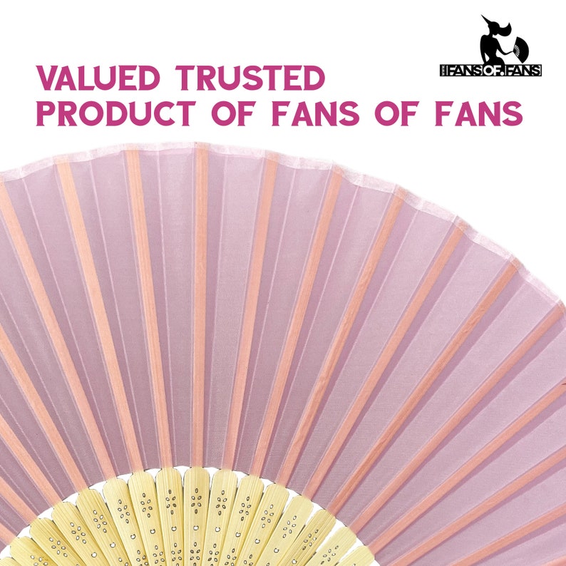 Pack of 10 Soft Pink Handheld Fabric Folding Fan with a Tassel Grade A Bamboo Ribs Wedding Party Favour Handheld Fan image 6