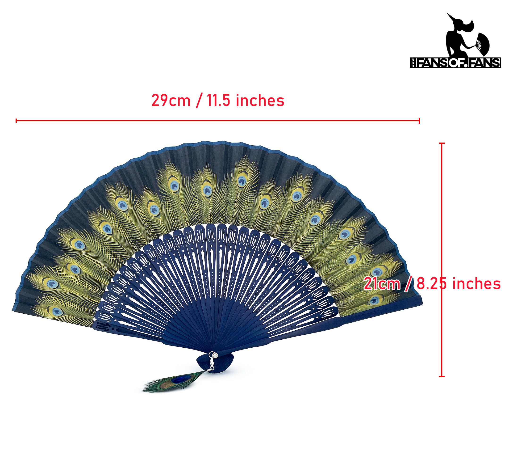 孔雀の羽根扇子：黒竹の骨とタッセル付き - Etsy 日本