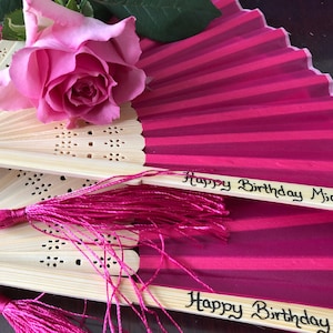 Fabric Hand Fan with Tassel: Bamboo Wedding Party Favor