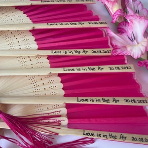 Personalized Silk Wedding Hand Fans: Bamboo Folding Favors