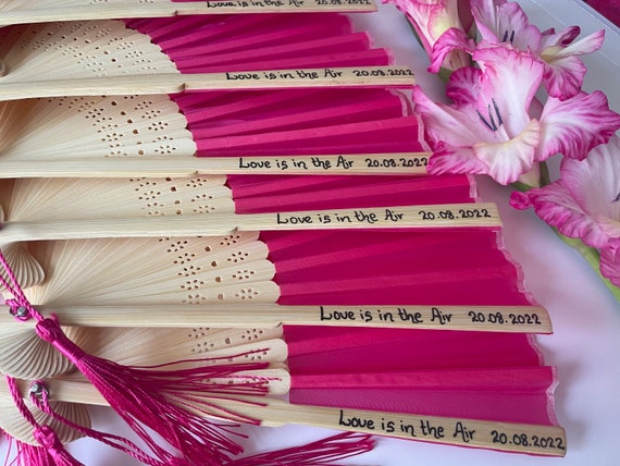 Personalised wedding favour fans deals