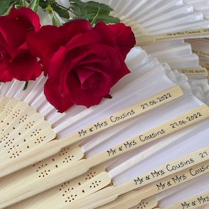 Personalized Fabric Fan: Bamboo Ribs, Wedding Party Favor