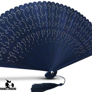 Blue folding fan deals