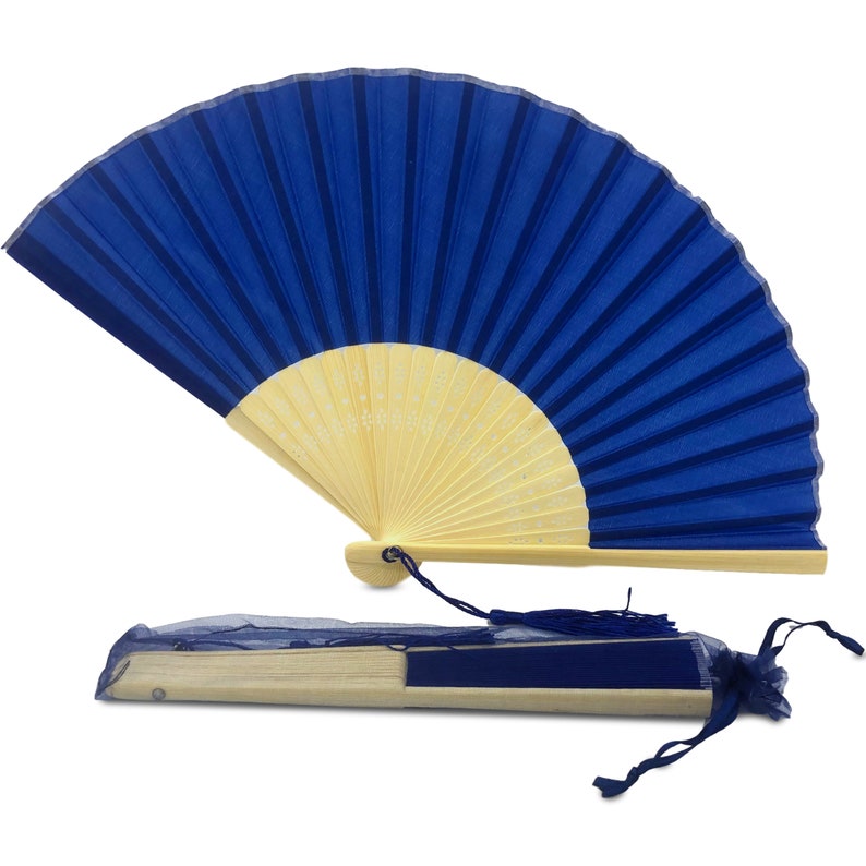 Fabric Fan with a Tassel Grade A Bamboo Ribs Wedding Party Favour Handheld Fan image 8