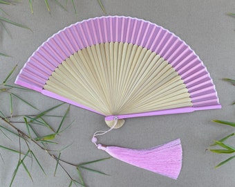 Pink Fabric Border Handheld Folding Hand Fan with Pouch and Box Women Girls Durable High Quality Handheld Folding Hand Fan With Pink Tassel