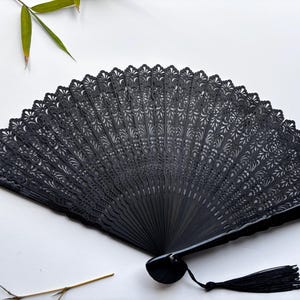 Engraved Bamboo Hand Fan with Gift Box & Pouch