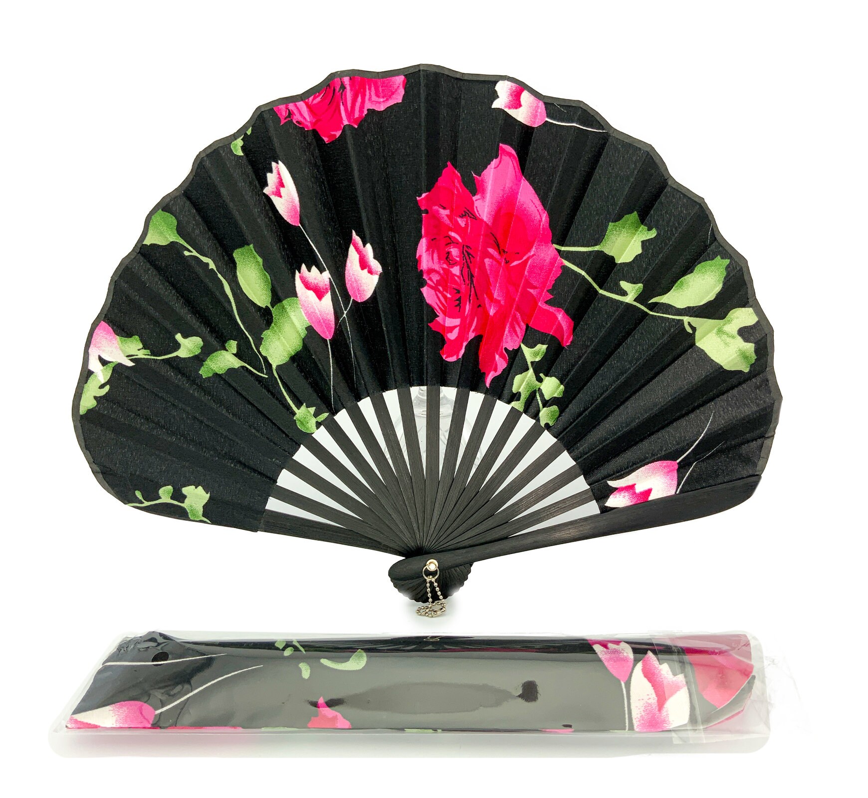 Black Hand Fan Ascot Style Hand Held Fan Foldable Handheld Etsy