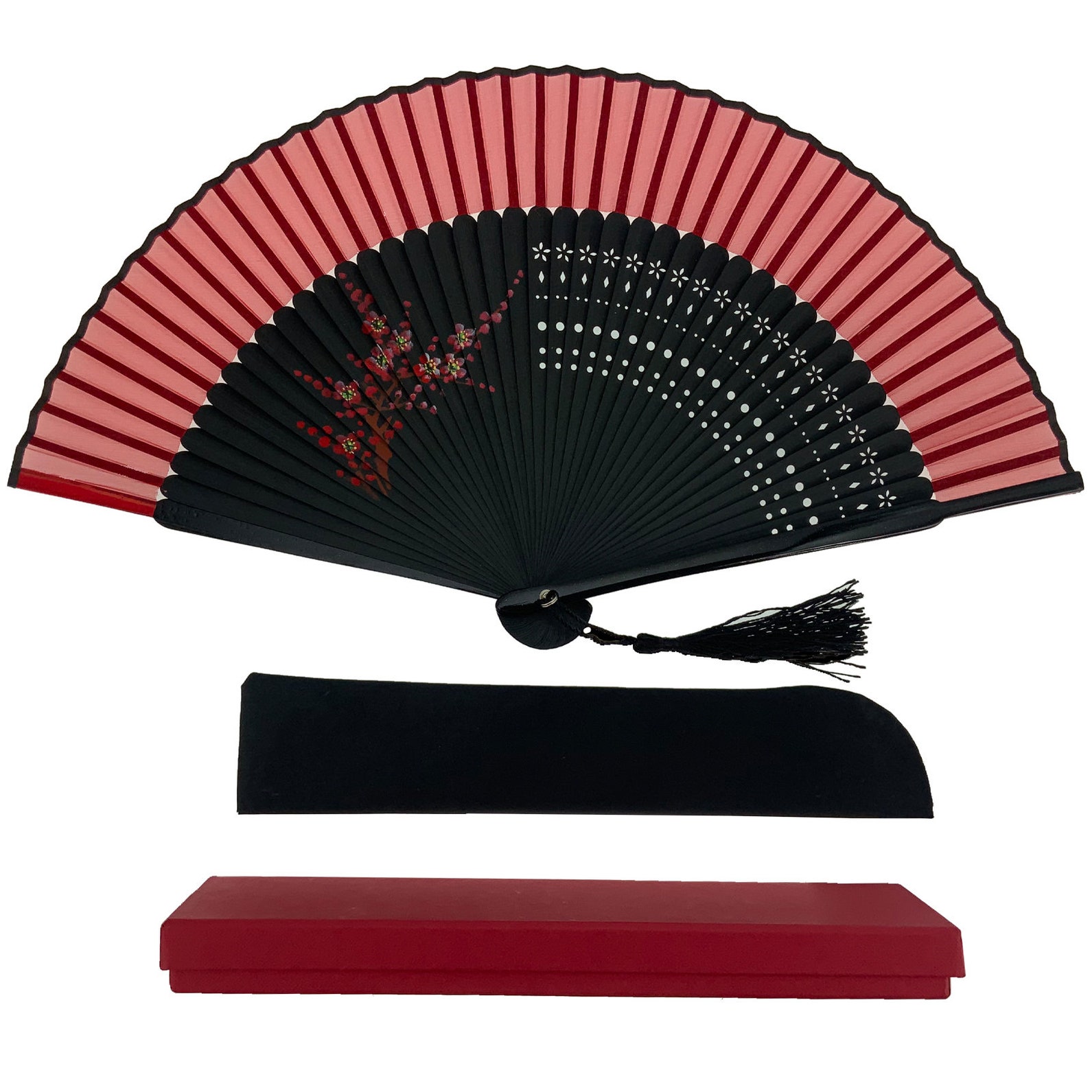 Handheld Folding Hand Fan a Beautiful Handcrafted Box a Soft Etsy