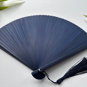 Ventaglio in legno di bambù di ALTA QUALITÀ - Blu navy