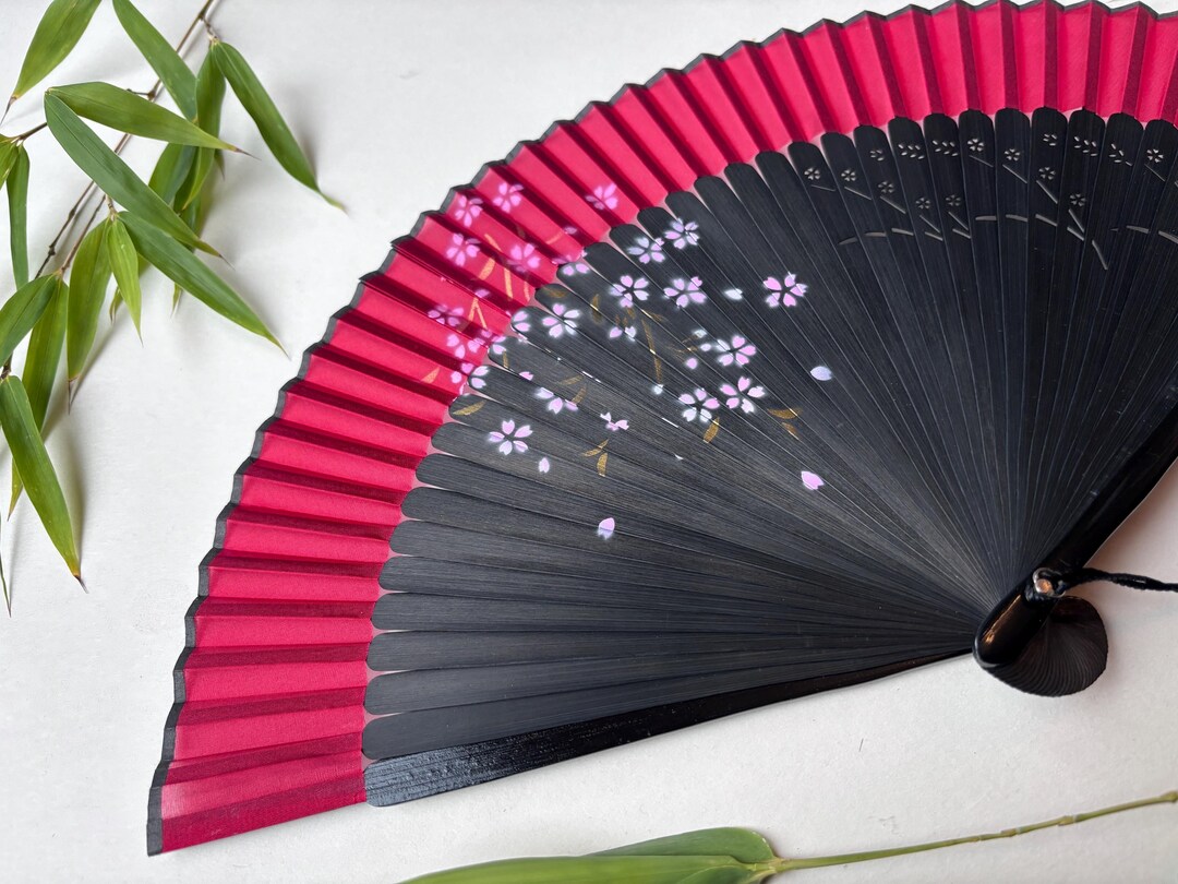 Red Silk Folding Hand Fan: Chinese Ink Art With Gift Box - Etsy UK