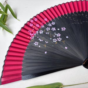 Handheld Folding Hand Fan a Beautiful Handcrafted Box a Soft Fabric Pouch  Durable Folding Hand Red Fan Silk Fabric