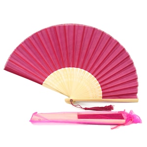 Fabric Fan with a Tassel Grade A Bamboo Ribs Wedding Party Favour Handheld Fan image 3