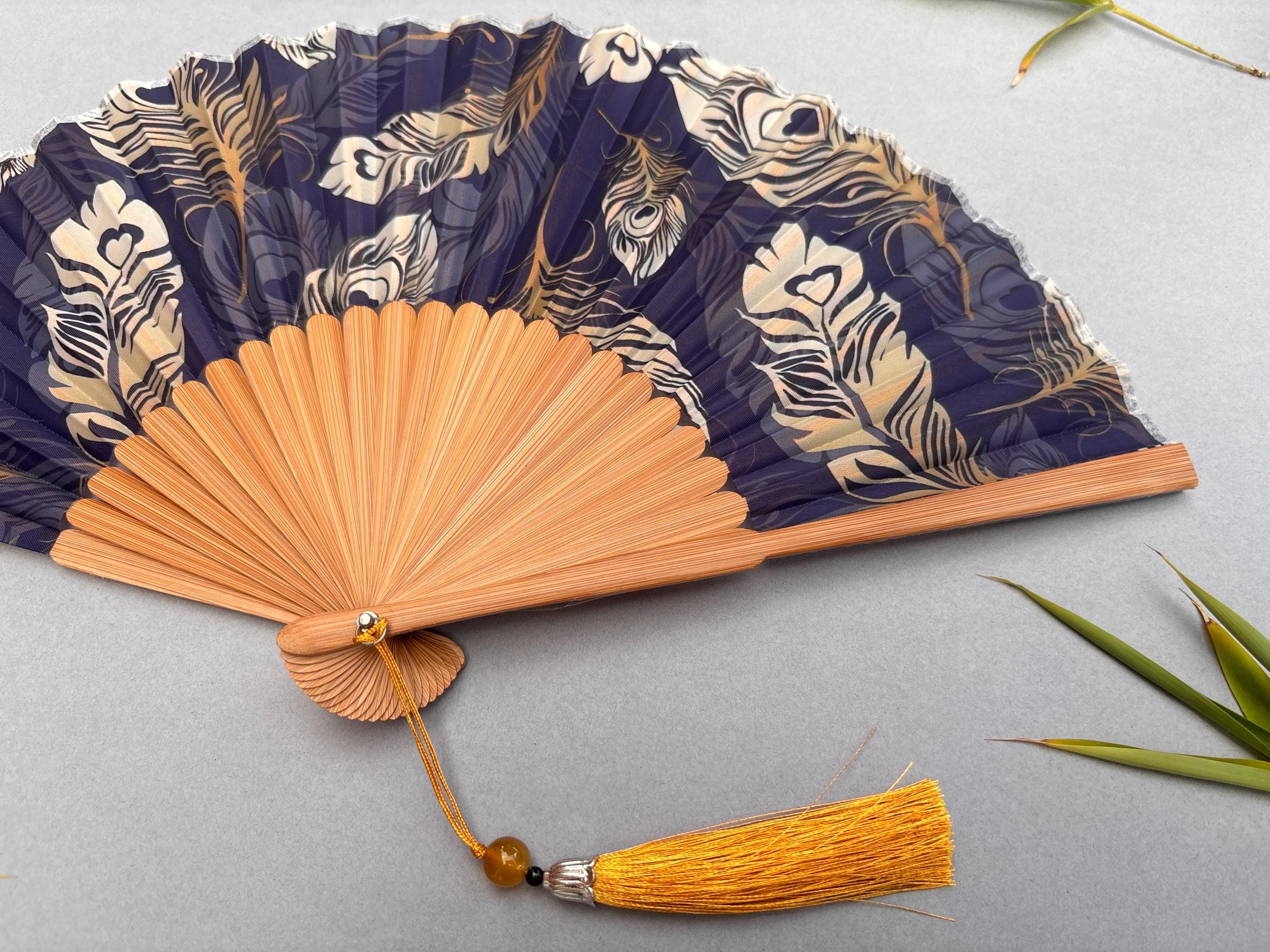孔雀の扇子飾り 孔雀の羽根のシルク扇子：竹骨、アスコットスタイル - Etsy 日本