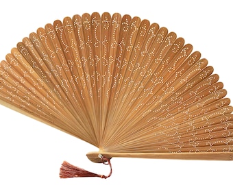 Ventaglio pieghevole portatile Costole di bambù per fan da donna Fan tenuto in mano - Marrone