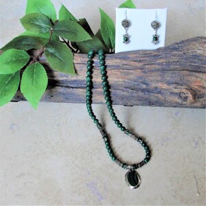 Malachite Beaded Necklace Set with Earrings