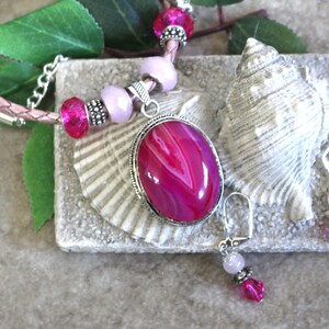 Pink Druzy Necklace Set with Earrings