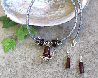 Red Jasper Pendant Necklace Set