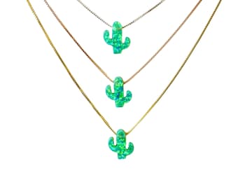 Cactus Pendant Necklace by Lucky Charms USA