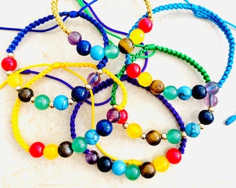 Chakra stones bracelets, handmade one of a kind beaded bracelets gifts by Lucky Charms USA