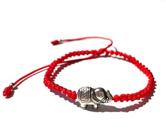 Good vibes elephant charm red bracelet