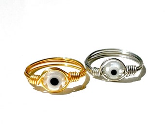 Evil Eye Ring to enhance your shield from negative vibes, hand-wired just for you