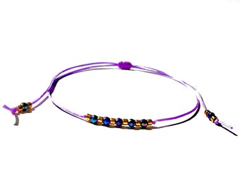 Lilac bracelet with iridescent purple hematite and miyuki beads