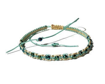 Green stones braided bracelet