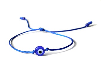 Handmade blue evil eye string bracelet protection for Kids women men custom-made sizes, waterproof, unisex, lucky amulet