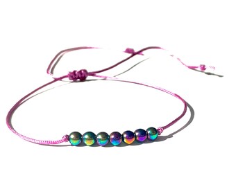 Iridescent hematite mauve pink bracelet