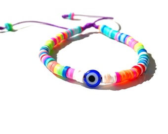 Heishi Evil Eye Bracelet Handmade Children Jewelry Gifts by Lucky Charms USA