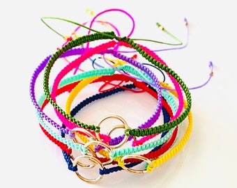 Circle of life colorful hoops bracelet Handbraided gold-filled safe to get wet