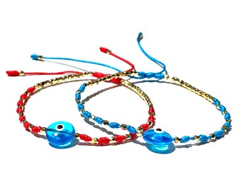 Sun-kissed cute evil eye string bracelet homage to spring season, Handmade-evil eye-jewelry-gifts by Lucky Charms USA