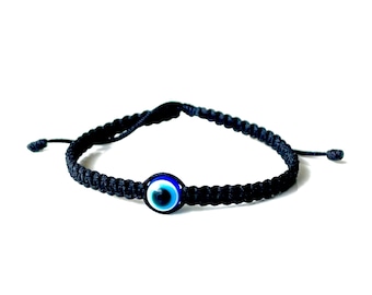 Black evil eye bracelet Handmade protective evil eye gifts by Lucky Charms USA