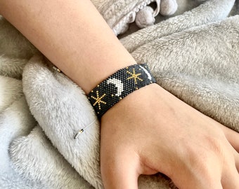 Moon and Star Miyuki Beads Bracelets, showcasing a beautiful combination of moon and star motifs, symbolizing dreams, hope, and guidance