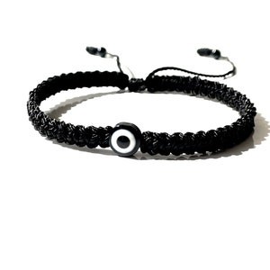 Black evil eye black string braided bracelet unisex handmade-evil eye-gifts for him and her by Lucky Charms USA Free Shipping image 1