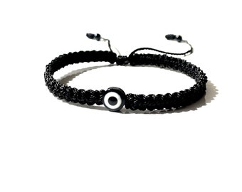 Black evil eye black string braided bracelet unisex handmade-evil eye-gifts for him and her by Lucky Charms USA Free Shipping