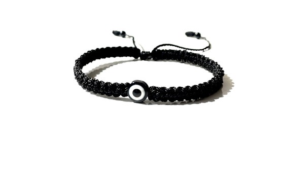 Braided Evil Eye Bracelet (Black) - Kompsós