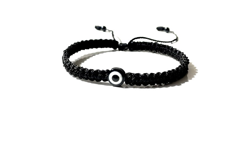 Black evil eye black string braided bracelet unisex handmade-evil eye-gifts for him and her by Lucky Charms USA Free Shipping image 1