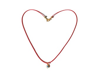 Red string silk with gold-filled evil eye charm necklace Protective handmade-jewelry gifts by Lucky Charms USA Waterproof Free Shipping