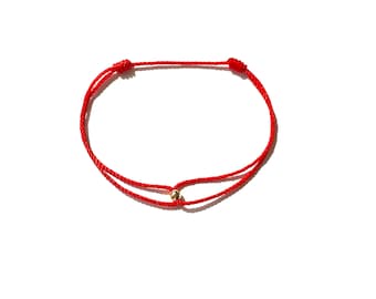 Red Nylon Cord Bracelet Infinity String With Gold Bead Simple Bracelet Adjustable Sliding Knot Gift for Her Jewelry Waterproof Free Shipping