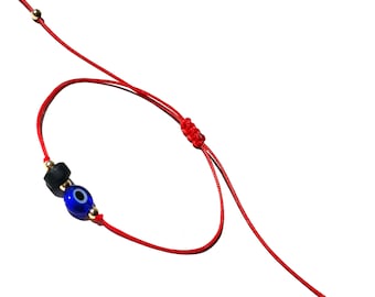 Real Azabache Stone with Evil Eye Protection Red String Bracelet for Baby Child Women Men Adjustable Waterproof Handmade