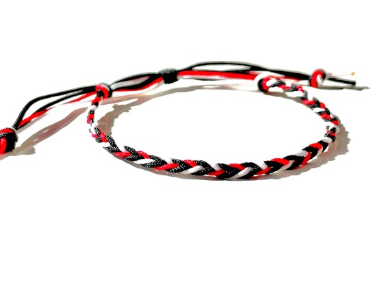 Red Black White Braided Bracelet Handmade Gift Etsy Australia